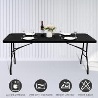Mantel rectangular elástico de LICRA de 4/6/8 pies, lavable y resistente a las arrugas, cubierta para mesa de Patio, 1 ud. - details 3