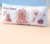 Capybara-estuche de lápices de dibujos animados para niños y niñas, estuche escolar Simple de gran capacidad, Color caramelo, regalo de papelería, nuevo - details 2