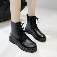 Botas Martin de tacón bajo con punta redonda para mujer, Botines de cuero con cordones delanteros, talla grande, Otoño e Invierno - details 4