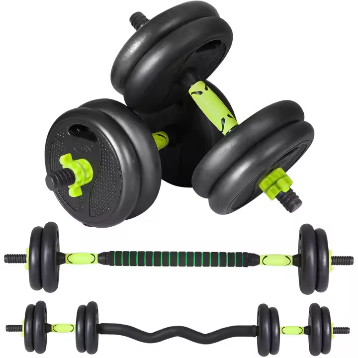 Pesas Ajustables 10-15 KG, Kit de Pesas y Mancuernas con Barra Recta y Curva, Agarre Antideslizante, Juego de Mancuernas, Mancuernas, Mancuernas Ajustables para Gimnasio en Casa - 1