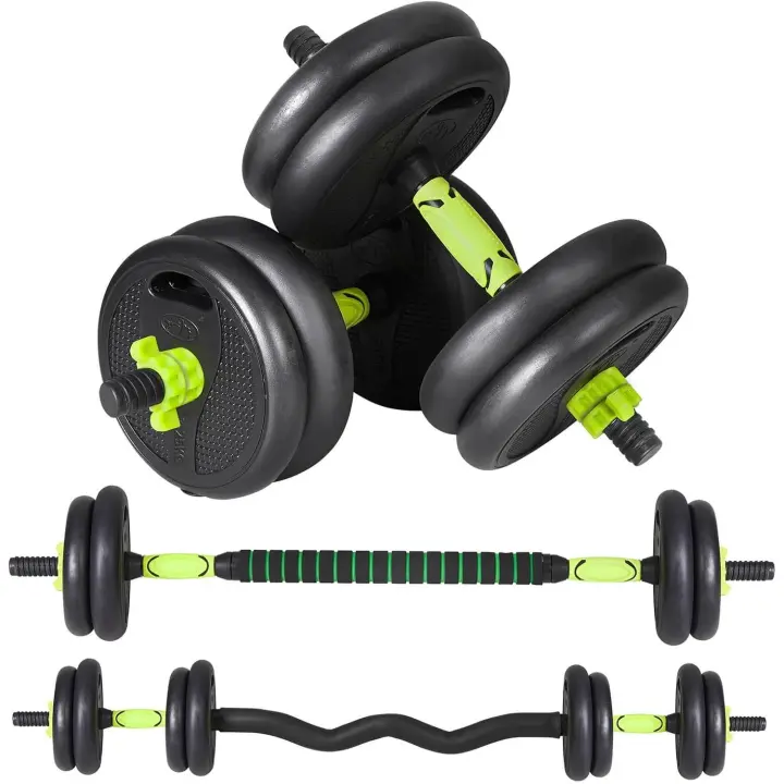 Pesas Ajustables 10-15 KG, Kit de Pesas y Mancuernas con Barra Recta y Curva, Agarre Antideslizante, Juego de Mancuernas, Mancuernas, Mancuernas Ajustables para Gimnasio en Casa - 1