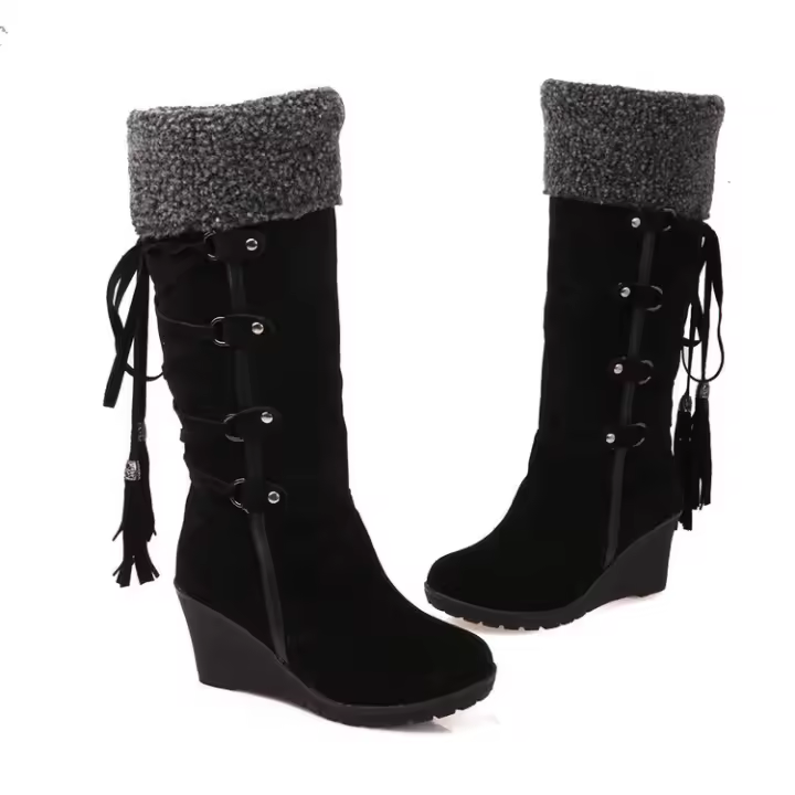 Botas de nieve para mujer, moda Otoño Invierno, Botas Largas, zapatos cálidos, botas martin para mujer - 1