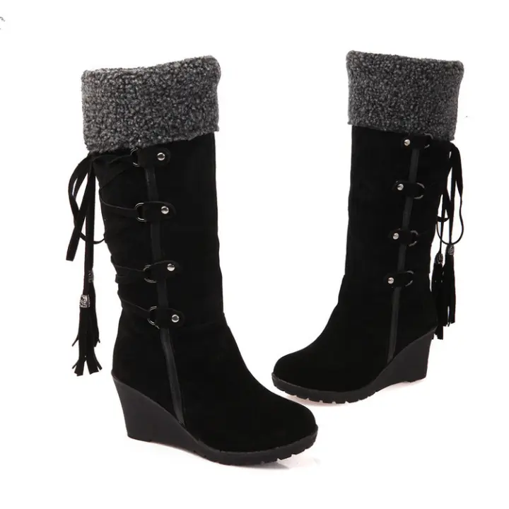 Botas de nieve para mujer, moda Otoño Invierno, Botas Largas, zapatos cálidos, botas martin para mujer - 1
