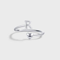 Anillos de Letras para mujer, Plata de Ley 925, A-Z, Iniciales apilables de Nombre, Anillo Abierto con Talla Ajustable - details 16