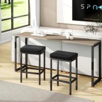 Taburete de Cuero Negro Alto Taburetes de Cocina con Almohadilla de 6cm y Base de Metal - details 3