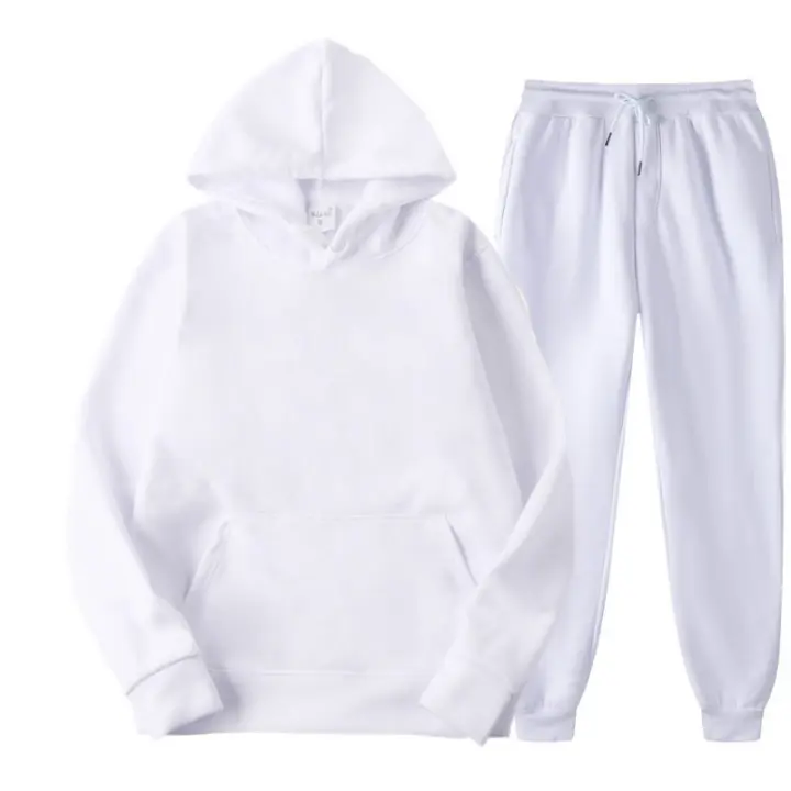 Nuevo traje deportivo para hombre, conjunto de sudadera y pantalones con capucha de retales de invierno informal a la moda - 1