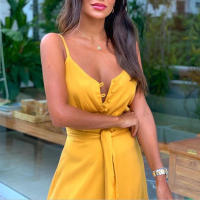 Vestido camisola de longitud media con cuello en V a la moda para mujer sin mangas, nuevo estilo de verano - details 8