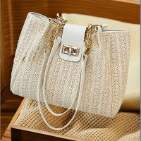 Bolso de Paja Tejido a Mano para Año Nuevo 2025 Patttern de Colmillo, Correa Ajustable, Cierre con Doble Llave, Lavable, Estilo Playero y Casual - details 10