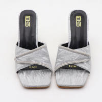 Pantuflas exteriores con diamantes de imitación, puntera cuadrada sencilla para mujer, sexys y versátiles. - details 9