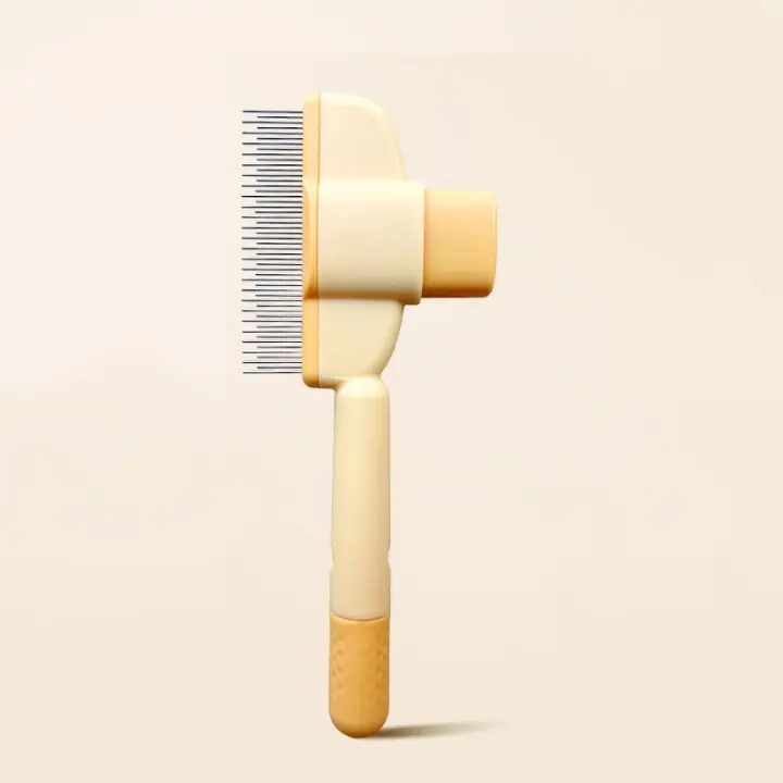 Cepillo limpiador de pelo para mascotas, cepillo para peinar mascotas con botón de depilación, cepillo para peinar mascotas, removedor de pelo para mascotas, para cabello corto y rizado largo - 1