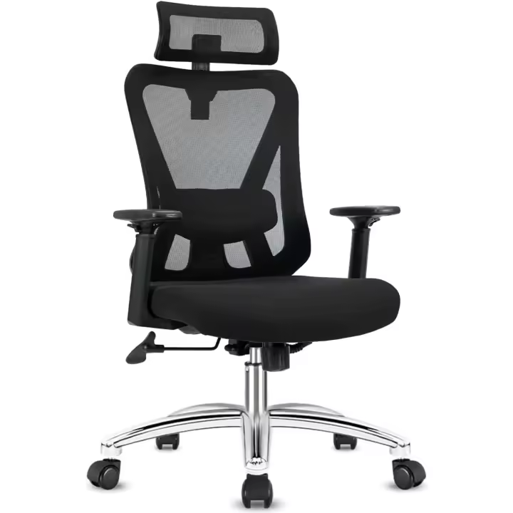 Silla de Escritorio, Silla Oficina Ergonómica con Reposacabezas, Apoyo Lumbar, Reposabrazos y Ajuste de Altura, Silla Oficina con Función Bloqueable 90 ° -130 ° , Capacidad de Peso 150KG - 1