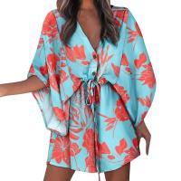 Vestido de manga corta con nudo en el cuello para mujer, vestidos de vacaciones estilo playa de verano por encima de la rodilla - details 2