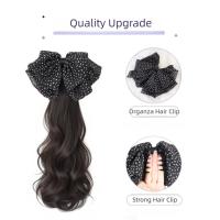 Cola de Caballo baja, lazos negros, extensión de cabello con nudo, postizo, cola de caballo larga y rizada, peluca de cola de caballo con Clip de garra suave Natural para uso diario - details 3