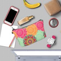 Bolso De Maquillaje Impermeable De Mandala Y Flores Para Mujer Bolsa De Cosméticos De Tela Polyester Estilo Fashion Cierre De Cremallera - details 0