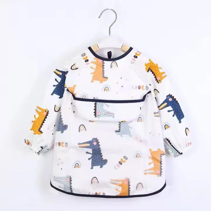 Baberos de manga larga para bebé, delantal impermeable para comer, arte de alimentación, recién nacido, eructo, 2 piezas - 1