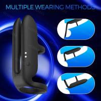 Embalaje privado Sexy HESEKS doble Motor anillo vibratorio funda vibrador extensor agrandar retraso eyaculación erección juguetes sexuales para hombres - details 2