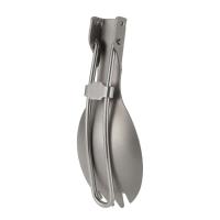 Vajilla plegable de titanio pulido mediano Lixada Spork, utilizada para cenas al aire libre, VIES, camping, mochilas - details 33