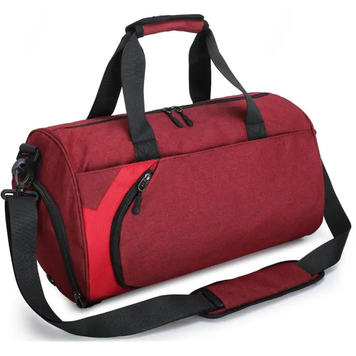 Bolsa de deporte con compartimento para zapatos y bolsos impermeables para la escapada, ideal para viajes de fin de semana o para entrenamiento deportivo, color rojo. - 1