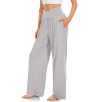 Pantalones De Algodón Y Lino Para Mujer Estilo Casual Cintura Baja De Temporada Todo El Año Pantalones Rectos Caídos De Pierna Ancha Color Sólido De Media Altura - details 20