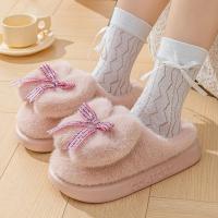 Zapatillas de algodón con encaje para mujer, hogar cálido, suela gruesa, a la moda, otoño e invierno - details 5