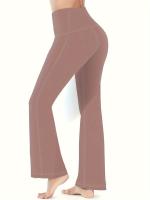 Paquete de 3 Pantalones Deportivos para Mujer, Tallas Grandes Costura Detalle Cintura Alta Pantalones de Yoga de Pierna Acampanada con Bolsillos para Teléfono Conjunto de 3 Piezas Adecuado Primavera/Otoño - details 2