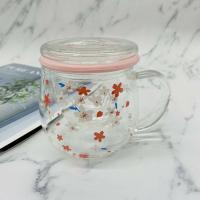 Sakura-taza de vidrio con filtro Infusor de té y tapa, juego de tazas de flores de cerezo, taza de té de flores, vasos para beber, 300Ml - details 4