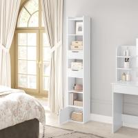 Libreria Alta Estantería de 6 Compartimentos con 2 Cajones y Armario con Puerta Blanco - details 1