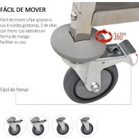 Carrito de Cocina de Acero Inoxidable 2 Banjas y 2 Brazos para Comedor Salón 70,5x40,5x81 cm - details 12