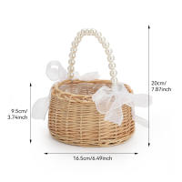 Cesta de mimbre tejida a mano para niña, cesta de mimbre con perlas de princesa, para decoración del hogar y boda - details 1