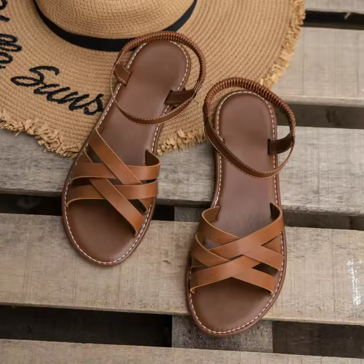 Sandalias planas ligeras para mujer con banda elástica de fácil ajuste, perfectas para comodidad y estilo durante todo el día - 1