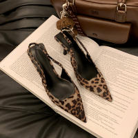 Nuevo nicho retro de gama alta con estampado de leopardo tacones altos temperamento elegante tacón fino sandalias puntiagudas - details 25