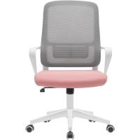 Silla de escritorio ergonómica con ruedas giratorias antiarañazos, respaldo de tela transpirable y soporte lumbar, sillón de estudio u oficina, ajuste de altura del gas 98-108 cm (azul y - details 5