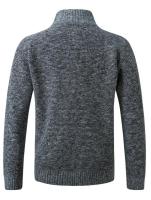 Chaqueta de otoño e invierno ajustada con cuello levantado y cremallera para hombre, chaqueta gruesa y cálida de color sólido, suéter para hombre - details 6