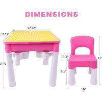 Infantil, Mesa de Actividades Construccion y Silla con 128 Piezas Juguetes de Creativos Grandes Clásicos para Niñas, Rosa - details 6