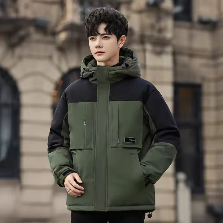 Otoño Invierno uniforme militar verde chaqueta de hombre y mujer vestido grueso - 1