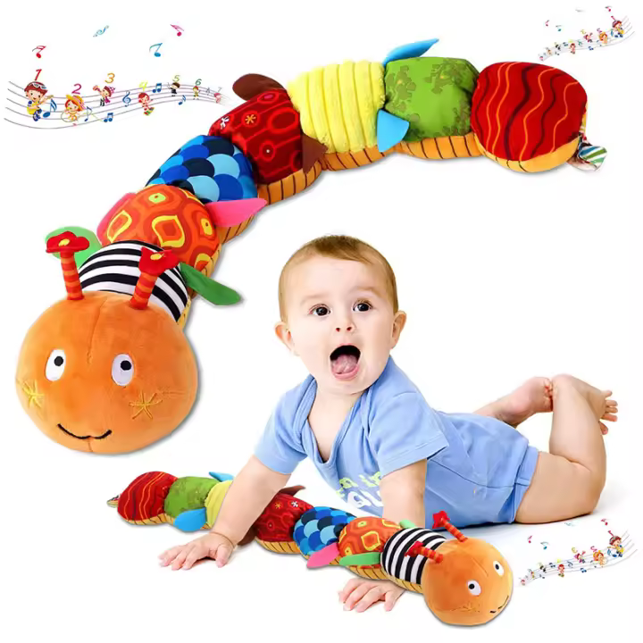 Sonajero Musical para bebé, oruga de gusano suave infantil, juguete educativo interactivo sensorial para bebés, regalo para niños pequeños - 1