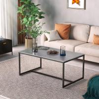 Mesa de centro de mármol para café: Mesa auxiliar de café con marco de metal estilo nórdico moderno para sofá de salón 100x60x43cm (gris) - details 2