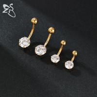 ZS 1 pieza 14G anillo de ombligo de acero inoxidable para mujeres y niñas blanco rosa CZ cristal ombligo Piercings cuerpo Piercing 6/8/10/12MM - details 5