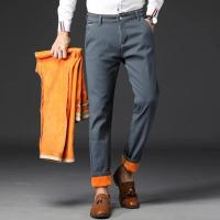 Pantalones de pierna recta de moda coreana para hombre, pantalones informales gruesos térmicos cálidos para nieve, nuevos pantalones de negocios ajustados, invierno - details 10