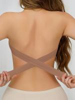 Sujetador sin costuras café para mujer, cierre lateral sexy, espalda cruzada forrada, sujetador suave, almohadillas cómodas, tirantes ajustables, ropa interior elástica tipo tubo - details 1