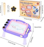Tablero de dibujo magnético, 30 x 23 cm, 4 colores, tablero para garabatos, borrable, con 4 sellos y patas extraíbles, juguete educativo para niños de 2, 3, 4, 5 y 6 años, color rosa - details 3
