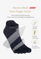 Calcetines Cortos de Cinco Dedos de Lana Merino AONIJIE E4822 para Correr y Maratón de Deporte Ático de Corte Bajo y Toesocks - details 1