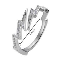 Anillos abiertos Punk Hip Hop de Color plateado con circonita relámpago para hombre, joyería de moda, regalo, anillo ajustable creativo - details 3