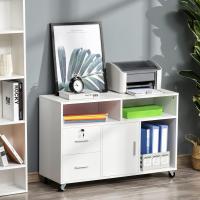 Mueble de Oficina Archivador con Ruedas Almacenamiento de Gran Capacidad 100x35x65 cm Blanco - details 1