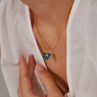 Collar con colgante de concha de abulón de amor natural de acero inoxidable con sentido de diseño elegante para mujer - details 2