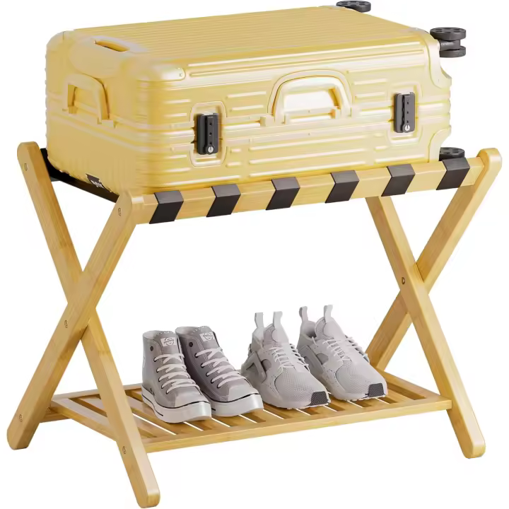 plegable para maleta de bambú con estante de almacenamiento para habitación - 1