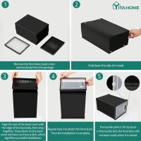 Organizador de Zapatos de Plástico Transparente con Puerta 12 Set, Plegable y Apilable, Tamaño 35,7 x 27,6 x 20,8cm Negro - details 6