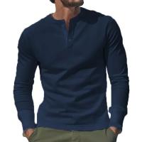 Día del padre Ropa transfronteriza de primavera y otoño Camiseta para hombres europeos y americanos Camisa básica Henry de manga larga para hombres - details 10