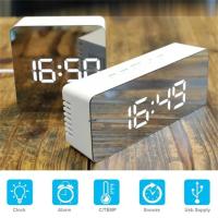 Reloj despertador Digital con función de atenuación de temperatura para dormitorio, oficina, batería de viaje y espejo LED alimentado por USB - details 0