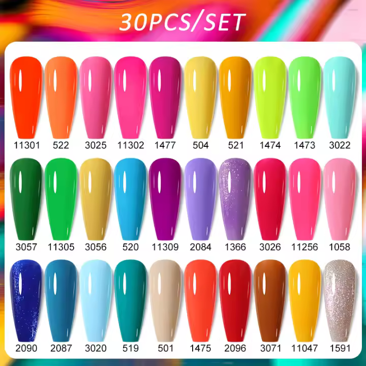 Esmalte de Uñas Semipermanente Clou Beaute 30pcs 15ml en Color UV Arte de Uñas con Lentejuelas Rosa Set de Productos para Belleza - 1